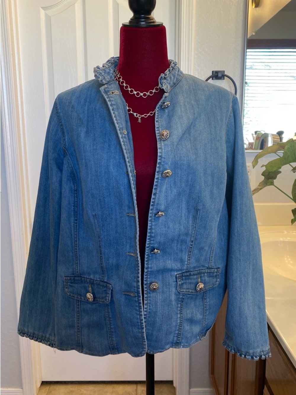 Baccini Light Blue Denim Jacket with Decorative Buttons